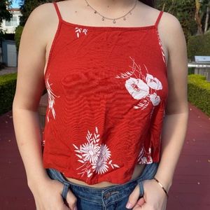 Red tank top with white flowers